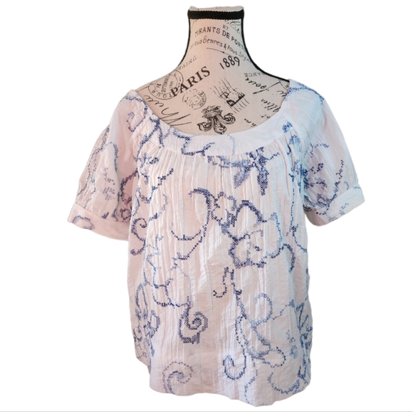 Harve Benard Tops - Harve Benard Blue/White Crochet Top Size Small